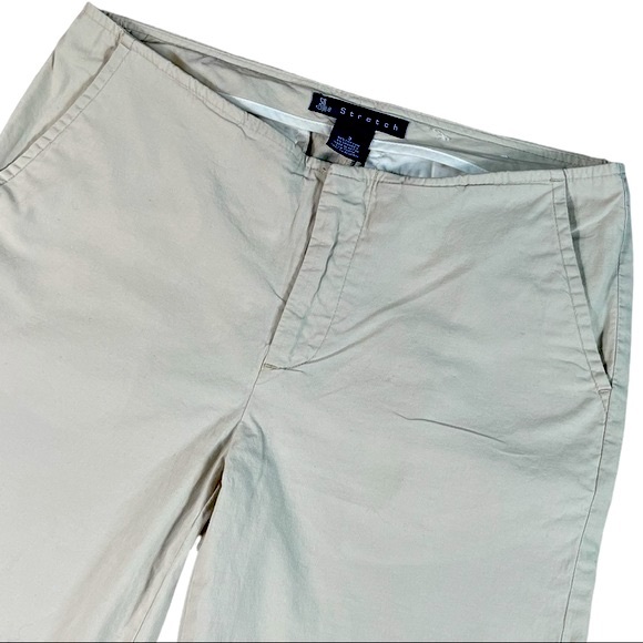 So Stretch Sz 3 khaki capri pants, slits on sides, thin waistband, pockets, EUC - Picture 2 of 10